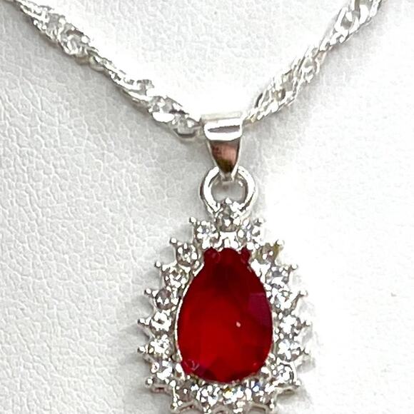NEW Necklace Earrings Set Ruby Red Rhinestone Fashion Matching Jewelry Lot U092 - Picture 3 of 5
